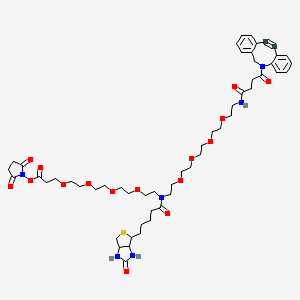 (2,5-Dioxopyrrolidin-1-yl) 3-[2-[2-[2-[2-[2-[2-[2-[2-[2-[[4-(2-azatricyclo[10.4.0.04,9]hexadeca-1(16),4,6,8,12,14-hexaen-10-yn-2-yl)-4-oxobutanoyl]amino]ethoxy]ethoxy]ethoxy]ethoxy]ethyl-[5-(2-oxo-1,3,3a,4,6,6a-hexahydrothieno[3,4-d]imidazol-4-yl)pentanoyl]amino]ethoxy]ethoxy]ethoxy]ethoxy]propanoate