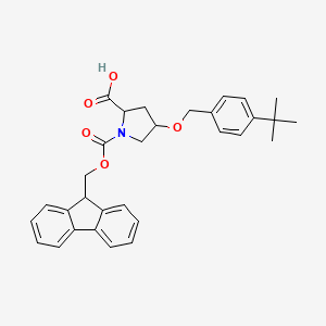 molecular formula C31H33NO5 B12306326 4-[(4-tert-butylphenyl)methoxy]-1-(9H-fluoren-9-ylmethoxycarbonyl)pyrrolidine-2-carboxylic acid 