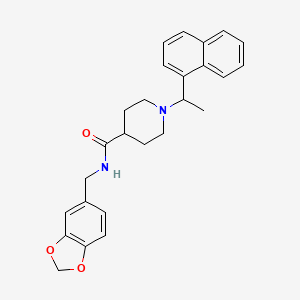 molecular formula C26H28N2O3 B12306338 N-(1,3-benzodioxol-5-ylmethyl)-1-(1-naphthalen-1-ylethyl)piperidine-4-carboxamide 