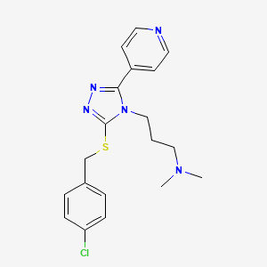molecular formula C19H22ClN5S B1230641 3-[3-[(4-chlorophenyl)methylthio]-5-pyridin-4-yl-1,2,4-triazol-4-yl]-N,N-dimethyl-1-propanamine 