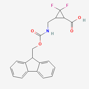 molecular formula C20H17F2NO4 B12306415 rac-(1R,3S)-3-[({[(9H-fluoren-9-yl)methoxy]carbonyl}amino)methyl]-2,2-difluorocyclopropane-1-carboxylic acid, cis 