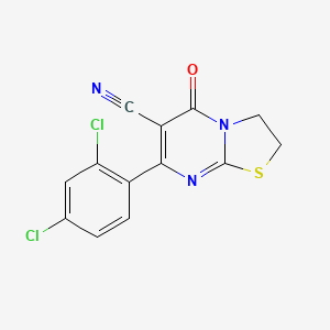molecular formula C13H7Cl2N3OS B1230644 7-(2,4-Dichlorophenyl)-5-oxo-2,3-dihydrothiazolo[3,2-a]pyrimidine-6-carbonitrile 