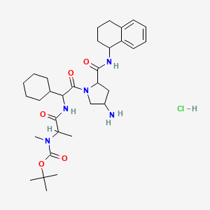 tert-butyl N-[1-[[2-[4-amino-2-(1,2,3,4-tetrahydronaphthalen-1-ylcarbamoyl)pyrrolidin-1-yl]-1-cyclohexyl-2-oxoethyl]amino]-1-oxopropan-2-yl]-N-methylcarbamate;hydrochloride