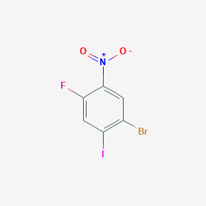 molecular formula C6H2BrFINO2 B12306487 1-Bromo-4-fluoro-2-iodo-5-nitrobenzene 