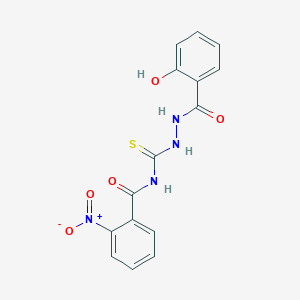 molecular formula C15H12N4O5S B1230652 N-[[[(2-羟基苯基)-氧代甲基]肼基]-硫代亚甲基]-2-硝基苯甲酰胺 