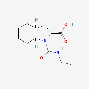 molecular formula C12H20N2O3 B12306554 (2S,3aS,7aS)-1-(ethylcarbamoyl)-octahydro-1H-indole-2-carboxylic acid 