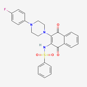 molecular formula C26H22FN3O4S B1230662 N-[3-[4-(4-fluorophenyl)-1-piperazinyl]-1,4-dioxo-2-naphthalenyl]benzenesulfonamide 