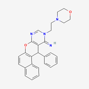 molecular formula C27H26N4O2 B1230663 10-[2-(morpholin-4-yl)ethyl]-12-phenyl-10,12-dihydro-11H-benzo[5,6]chromeno[2,3-d]pyrimidin-11-imine 