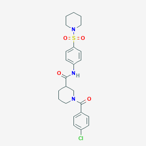 molecular formula C24H28ClN3O4S B1230664 1-[(4-chlorophenyl)-oxomethyl]-N-[4-(1-piperidinylsulfonyl)phenyl]-3-piperidinecarboxamide 
