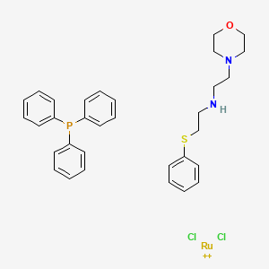 molecular formula C32H37Cl2N2OPRuS+2 B12306691 Dichloro[rel-[N(S)]-N-[2-[(R)-phenylthio-kappaS]ethyl]-4-morpholineethanamine-kappaNN4,kappaN4](triphenylphosphine)ruthenium(II) 