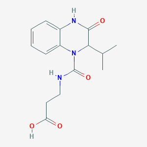 molecular formula C15H19N3O4 B12306812 3-{[(2S)-3-Oxo-2-(propan-2-yl)-1,2,3,4-tetrahydroquinoxaline-1-carbonyl]amino}propanoic acid 