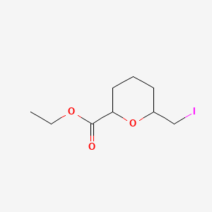 molecular formula C9H15IO3 B12306831 rac-ethyl (2R,6R)-6-(iodomethyl)oxane-2-carboxylate, trans 