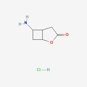 molecular formula C6H10ClNO2 B12306866 6-Amino-2-oxabicyclo[3.2.0]heptan-3-one;hydrochloride 