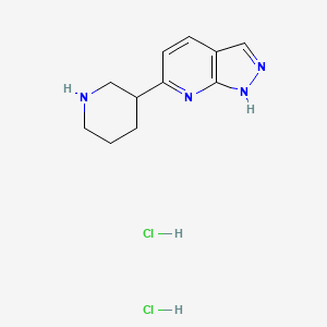 molecular formula C11H16Cl2N4 B12306910 6-(Piperidin-3-yl)-1H-pyrazolo[3,4-b]pyridine dihydrochloride 