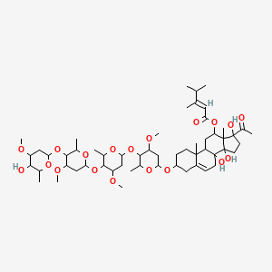 [17-acetyl-8,14,17-trihydroxy-3-[5-[5-[5-(5-hydroxy-4-methoxy-6-methyl-tetrahydropyran-2-yl)oxy-4-methoxy-6-methyl-tetrahydropyran-2-yl]oxy-4-methoxy-6-methyl-tetrahydropyran-2-yl]oxy-4-methoxy-6-methyl-tetrahydropyran-2-yl]oxy-10,13-dimethyl-1,2,3,4,7,9,11,12,15,16-decahydrocyclopenta[a]phenanthren-12-yl] (E)-3,4-dimethylpent-2-enoate