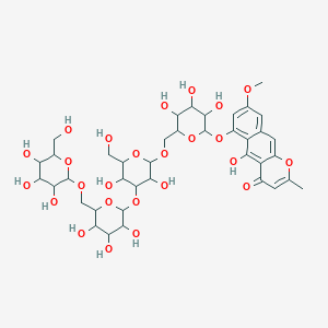 molecular formula C39H52O25 B12306923 6-{[6-({[3,5-dihydroxy-6-(hydroxymethyl)-4-{[3,4,5-trihydroxy-6-({[3,4,5-trihydroxy-6-(hydroxymethyl)oxan-2-yl]oxy}methyl)oxan-2-yl]oxy}oxan-2-yl]oxy}methyl)-3,4,5-trihydroxyoxan-2-yl]oxy}-5-hydroxy-8-methoxy-2-methyl-4H-benzo[g]chromen-4-one 