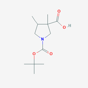 molecular formula C12H21NO4 B12306926 rac-(3R,4R)-1-[(tert-butoxy)carbonyl]-3,4-dimethylpyrrolidine-3-carboxylic acid, trans 