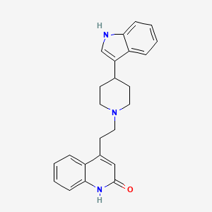molecular formula C24H25N3O B1230693 4-(2-(4-(1H-Indol-3-yl)-1-piperidinyl)ethyl)-2(1H)-quinolinone CAS No. 153876-75-6