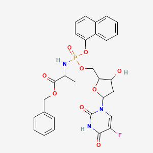 Benzyl 2-[[[5-(5-fluoro-2,4-dioxopyrimidin-1-yl)-3-hydroxyoxolan-2-yl]methoxy-naphthalen-1-yloxyphosphoryl]amino]propanoate