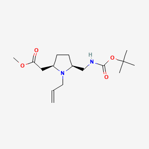 rac-methyl 2-((2R,5S)-1-allyl-5-(((tert-butoxycarbonyl)amino)methyl)pyrrolidin-2-yl)acetate