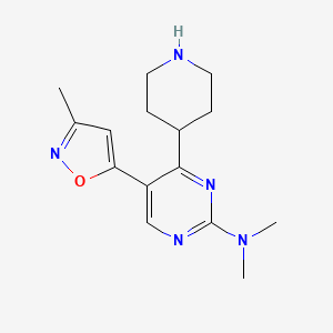 molecular formula C15H21N5O B12306976 N,N-Dimethyl-5-(3-methylisoxazol-5-yl)-4-(piperidin-4-yl)pyrimidin-2-amine 