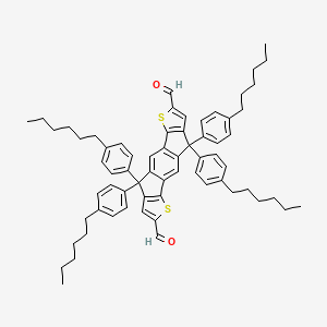 molecular formula C66H74O2S2 B12306990 9,9,18,18-tetrakis(4-hexylphenyl)-5,14-dithiapentacyclo[10.6.0.03,10.04,8.013,17]octadeca-1(12),2,4(8),6,10,13(17),15-heptaene-6,15-dicarbaldehyde 