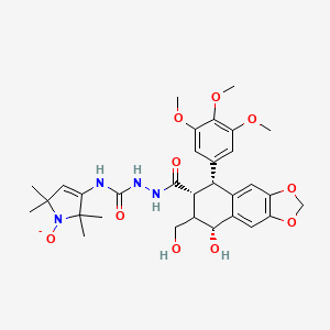 molecular formula C31H39N4O10- B1230701 1-[[(5R,6R,8R)-8-hydroxy-7-(hydroxymethyl)-5-(3,4,5-trimethoxyphenyl)-5,6,7,8-tetrahydrobenzo[f][1,3]benzodioxole-6-carbonyl]amino]-3-(2,2,5,5-tetramethyl-1-oxidopyrrol-3-yl)urea CAS No. 87435-55-0