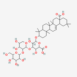 molecular formula C47H74O18 B12307017 6-[(8a-Carboxy-4,4,6a,6b,11,11,14b-heptamethyl-1,2,3,4a,5,6,7,8,9,10,12,12a,14,14a-tetradecahydropicen-3-yl)oxy]-4-[4,5-dihydroxy-3-[3,4,5-trihydroxy-6-(hydroxymethyl)oxan-2-yl]oxyoxan-2-yl]oxy-3,5-dihydroxyoxane-2-carboxylic acid 