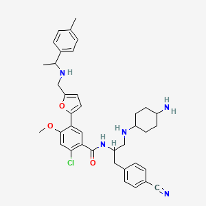 N-[1-[(4-aminocyclohexyl)amino]-3-(4-cyanophenyl)propan-2-yl]-2-chloro-4-methoxy-5-[5-[[1-(4-methylphenyl)ethylamino]methyl]furan-2-yl]benzamide