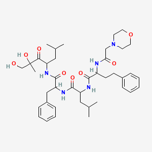 N-[1-[(1,2-dihydroxy-2,6-dimethyl-3-oxoheptan-4-yl)amino]-1-oxo-3-phenylpropan-2-yl]-4-methyl-2-[[2-[(2-morpholin-4-ylacetyl)amino]-4-phenylbutanoyl]amino]pentanamide