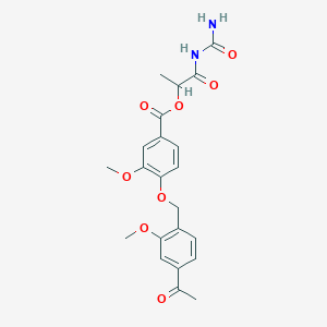 molecular formula C22H24N2O8 B1230710 4-[(4-乙酰基-2-甲氧基苯基)甲氧基]-3-甲氧基苯甲酸 [1-(氨基甲酰氨基)-1-氧代丙-2-基] 酯 