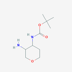 molecular formula C10H20N2O3 B12307119 tert-butyl N-(3-aminooxan-4-yl)carbamate 