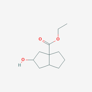 molecular formula C11H18O3 B12307194 ethyl 2-hydroxy-2,3,4,5,6,6a-hexahydro-1H-pentalene-3a-carboxylate 