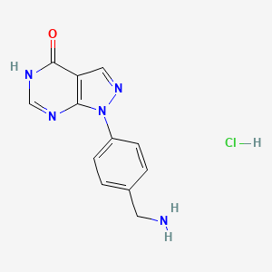 molecular formula C12H12ClN5O B12307249 1-[4-(aminomethyl)phenyl]-1H,4H,5H-pyrazolo[3,4-d]pyrimidin-4-one hydrochloride 