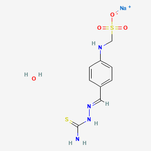 molecular formula C9H13N4NaO4S2 B12307329 Sodium ({4-[2-(aminocarbonothioyl)carbono-hydrazonoyl]phenyl}amino)methanesulfonate hydrate 