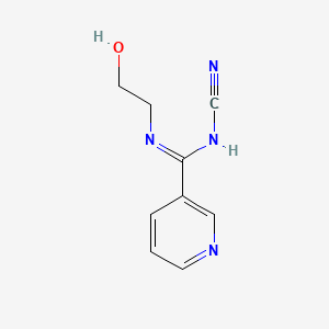 molecular formula C9H10N4O B1230737 N-Cyano-N'-(2-hydroxyethyl)-3-pyridinecarboximidamide CAS No. 138772-58-4