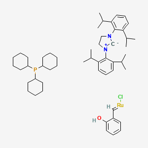 [1,3-Bis(2,6-di-i-propylphenyl)imidazolidin-2-ylidene)(tricyclohexylphosphine)-(2-oxobenzylidene)ruthenium(II) chloride LatMet SIPr