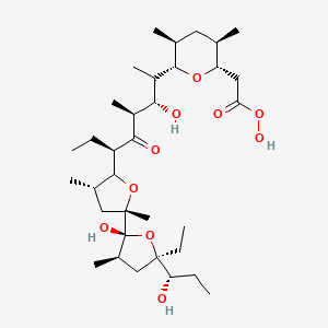 molecular formula C34H60O10 B1230745 2-[(2S,3R,5S,6S)-6-[(3S,4S,6R)-6-[(3S,5S)-5-[(2R,3R,5R)-5-乙基-2-羟基-5-[(1S)-1-羟基丙基]-3-甲基氧杂环己烷-2-基]-3,5-二甲基氧杂环己烷-2-基]-3-羟基-4-甲基-5-氧代辛-2-基]-3,5-二甲基氧杂环己烷-2-基]乙烷过氧酸 CAS No. 55898-33-4