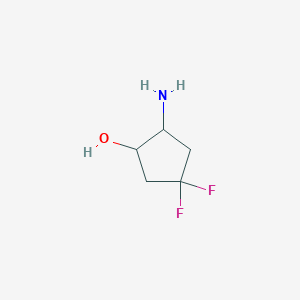 molecular formula C5H9F2NO B12307526 2-Amino-4,4-difluorocyclopentan-1-ol 