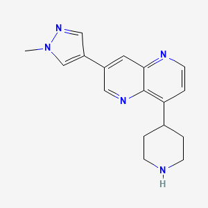 molecular formula C17H19N5 B12307547 3-(1-Methyl-1H-pyrazol-4-yl)-8-(piperidin-4-yl)-1,5-naphthyridine 