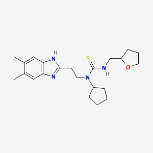 molecular formula C22H32N4OS B1230763 1-cyclopentyl-1-[2-(5,6-dimethyl-1H-benzimidazol-2-yl)ethyl]-3-(2-oxolanylmethyl)thiourea 