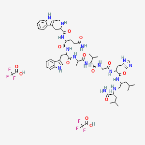 N-[1-[[1-[[1-[[2-[[1-[[1-[(1-amino-4-methyl-1-oxopentan-2-yl)amino]-4-methylpentan-2-yl]amino]-3-(1H-imidazol-5-yl)-1-oxopropan-2-yl]amino]-2-oxoethyl]amino]-3-methyl-1-oxobutan-2-yl]amino]-1-oxopropan-2-yl]amino]-3-(1H-indol-3-yl)-1-oxopropan-2-yl]-2-(2,3,4,9-tetrahydro-1H-pyrido[3,4-b]indole-3-carbonylamino)pentanediamide;2,2,2-trifluoroacetic acid