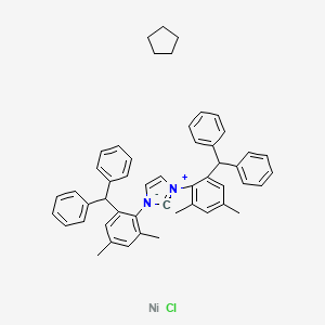 molecular formula C50H50ClN2Ni B12307698 1,3-bis(2-benzhydryl-4,6-dimethylphenyl)-2H-imidazol-1-ium-2-ide;chloronickel;cyclopentane 