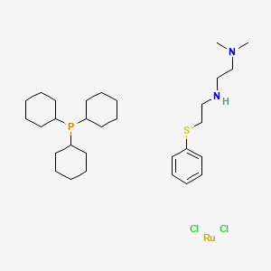 molecular formula C30H53Cl2N2PRuS B12307709 Dichloro[N1,N1-dimethyl-N2-[2-(phenylthio-kappaS)ethyl]-1,2-ethanediamine-kappaN1,kappaN2](tricyclohexylphosphine)ruthenium(II) 