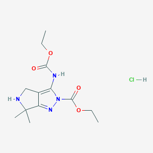 molecular formula C13H21ClN4O4 B12307727 Ethyl 3-(ethoxycarbonylamino)-6,6-dimethyl-4,5-dihydropyrrolo[3,4-c]pyrazole-2-carboxylate hydrochloride 