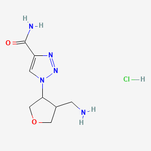 molecular formula C8H14ClN5O2 B12307761 rac-1-[(3R,4R)-4-(aminomethyl)oxolan-3-yl]-1H-1,2,3-triazole-4-carboxamide hydrochloride, trans 