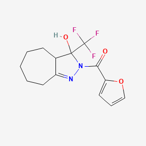 molecular formula C14H15F3N2O3 B1230780 2-呋喃基-[3-羟基-3-(三氟甲基)-3a,4,5,6,7,8-六氢环庚并[c]吡唑-2-基]甲酮 
