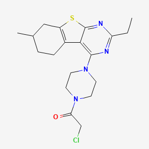 molecular formula C19H25ClN4OS B1230781 2-氯-1-[4-(2-乙基-7-甲基-5,6,7,8-四氢-[1]苯并噻吩并[2,3-d]嘧啶-4-基)哌嗪-1-基]乙酮 