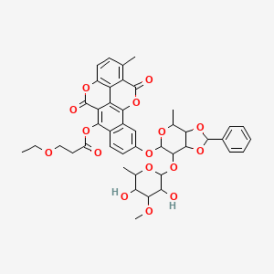 molecular formula C44H44O16 B1230782 6-O-(3-乙氧基丙酰基)-3',4'-O-exo-亚苄基紫草霉素 CAS No. 128201-92-3