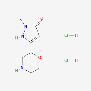 molecular formula C8H15Cl2N3O2 B12307846 1-methyl-3-(morpholin-2-yl)-1H-pyrazol-5-ol dihydrochloride 